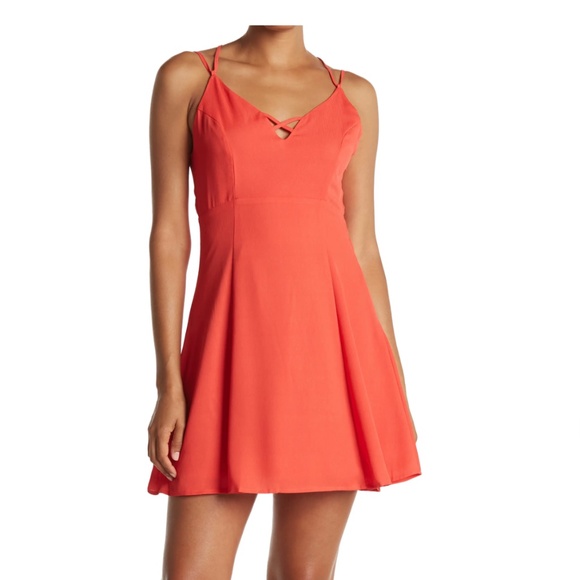 NWT Women's 19 COOPER Strappy Skater Dress Medium coral - Picture 1 of 6